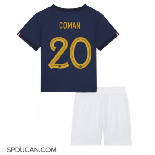Dječji Nogometni Dres Francuska Kingsley Coman #20 Domaci SP 2022 Kratak Rukav (+ Kratke hlače)